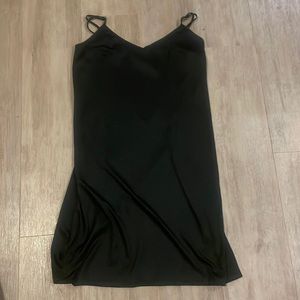 black slip dress